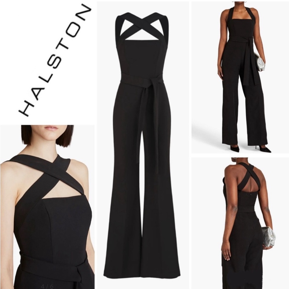 Halston Leia Stretch-crepe Wide-leg Jumpsuit